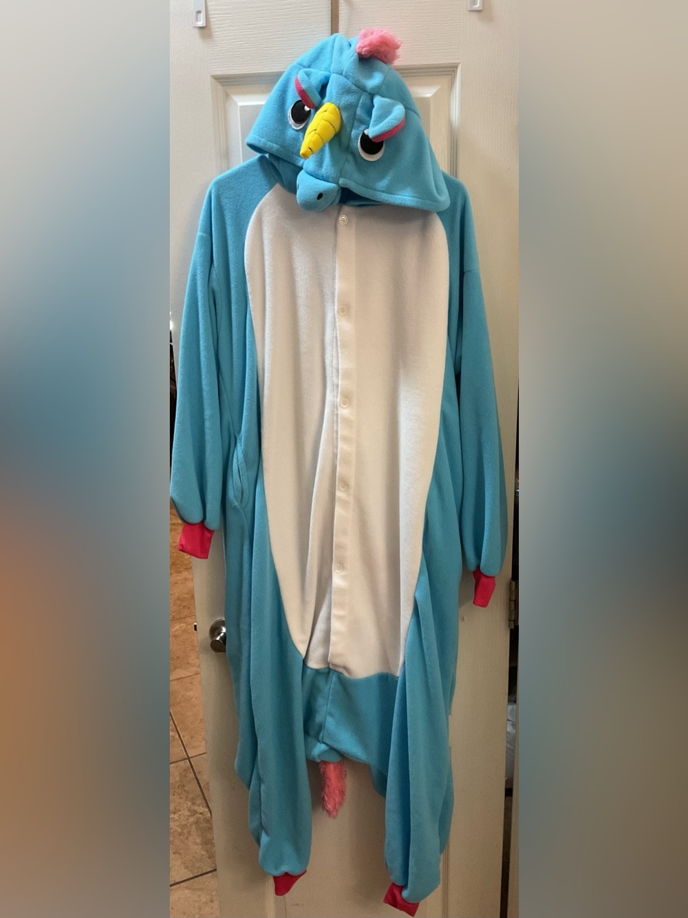 Blue Unicorn Adult Costume Onesie - Plush Animal Pajama